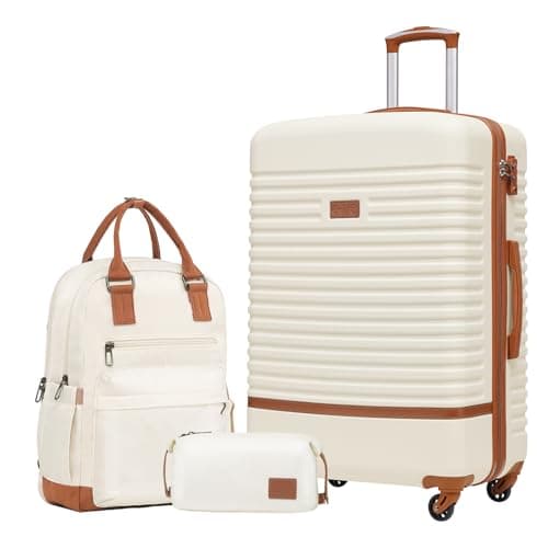 COOLIFE Suitcase Set, 3 Piece Luggage Sets with Travel Backpack & Wash Bag