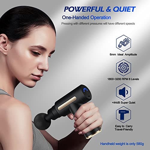 Uplayteck Mini Massage Gun Deep Tissue with 4 Massage Heads & 6 Speeds — view 6