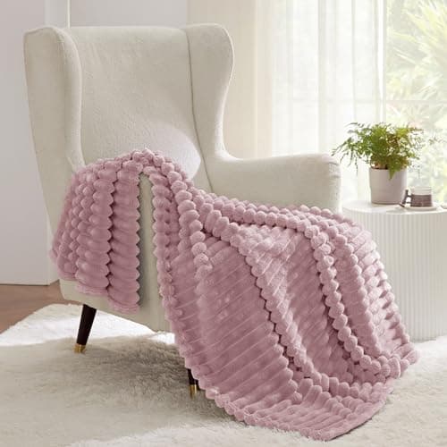 Bedsure Fleece Throw Blanket for Sofa - Fluffy Throw, Pink, 150x200 cm — view 2