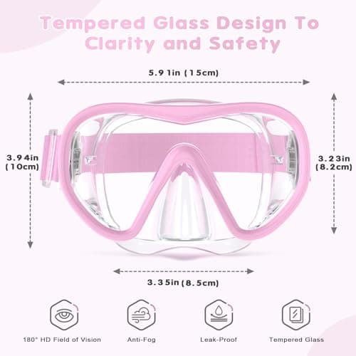 RIOROO Kids Snorkel Mask with Fabric Strap, Swimming Goggles for Boys Girls Youth, Diving Mask with Nose Cover, 180° Panoramic HD, Anti-Fog and Anti-Leak kids swim goggles for 4-16 Years — view 4
