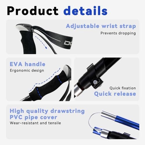 DOBESTS Folding Walking Poles 2 Pack, Lightweight Collapsible Hiking Poles — view 5