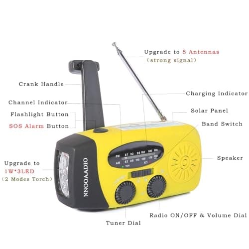 Wind Up Emergency Radio, Solar Hand Crank Survival AM FM Weather Radio — view 4