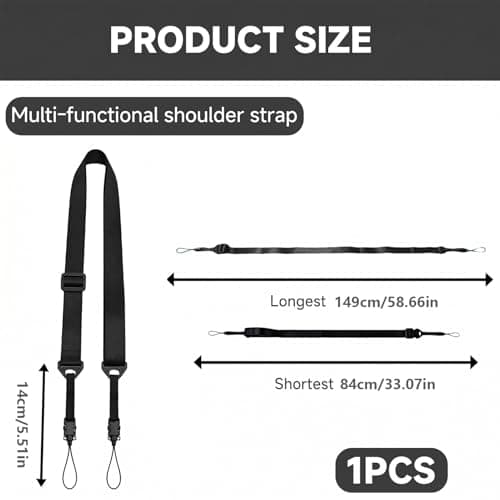Universal Black Tablet Shoulder Strap for Tablet Case, Adjustable & Detachable Carrying Strap Replacement with Quick Release Buckles for IPad Samsung Tab Cases Camera Bags (Aircraft Buckle Style) — view 2