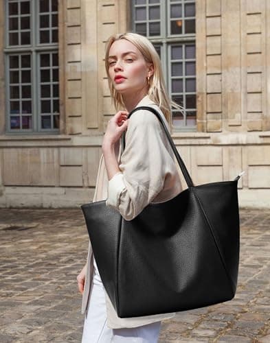 KALIDI Large Tote Bags Top Handle Handbags PU Leather with Zip for Women — view 3