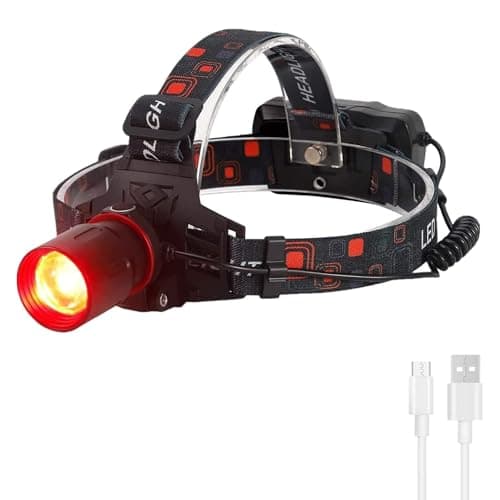 BESTSUN Red Light Head Torch Rechargeable Ultra Bright Zoomable LED Headlamp for Astronomy Night Vision Camping