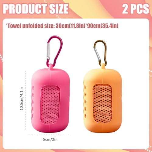 CutitiUU 2 PCS Cooling Towel with Portable Silicone Sleeves,Cooling Sports Towel with Ice-Fibre,Microfibre Sports Towel Fast Drying & Absorbent Gym Towel for Neck and Face (Fuchsia + Orange) — view 2