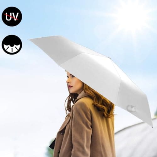 YZDZSW 6 Ribs Windproof Compact Umbrella, Small Umbrella for Handbag, White — view 5