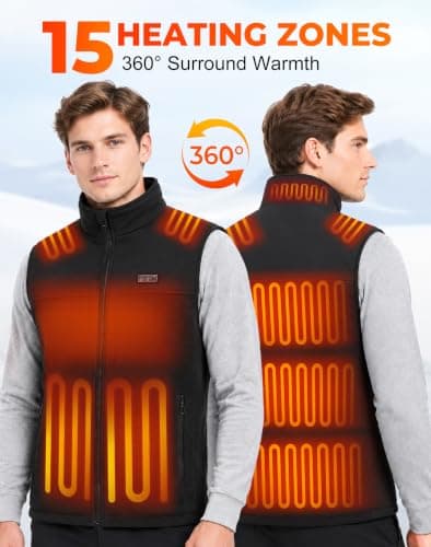 CKARTIC Heated Gilet for Men with 10000mAh Power Bank Heated Vest Men 2XL — view 3