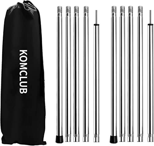 KOMCLUB 78" Stainless Steel 2PC Collapsible Adjustable Camping Tarp Poles