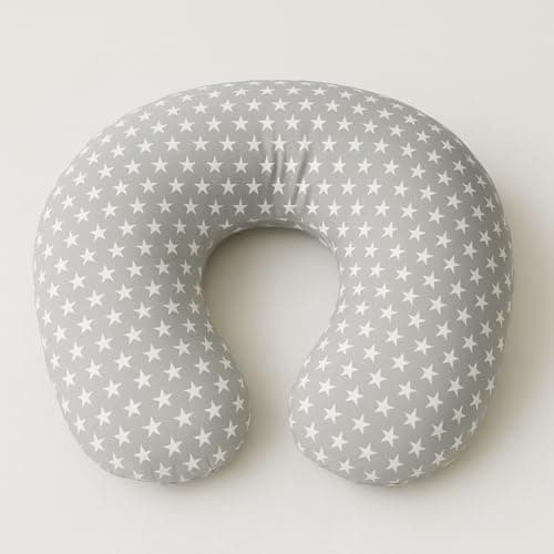 Babymam Feeding Pillow for Baby and Mum – Nursing Cushion with Removable 100% Cotton Cover – U-Shaped Breastfeeding Support – Stars with Grey — view 4