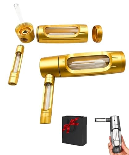 Xintianwang Zenpuff Water Pipe, Zenpuff Luxury Aluminum/Glass Water Bottle, Portable Hidden Compartment Pipe with Box, Pocket-Sized, Easy to Use and Clean (Gold)