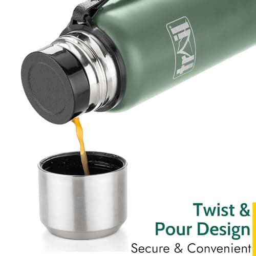 Trail Vacuum Flask with Strap, Camping & Travel, 800ml, Green — view 3