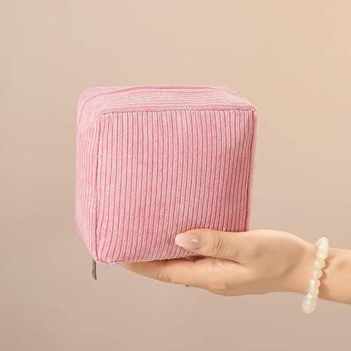 Period Bag, Corduroy Sanitary Napkin Storage Bag, Sanitary Napkin Portable Bag, Period Starter Kit for Young Girls, School Office Storage Sanitary Products (Purple) — view 5