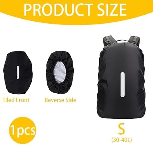 1 Pack Reflective Backpack Cover, 30L-40L Black Snowproof Waterproof Backpack Rain Cover, Anti Slip Dustproof Ultralight Cover School Bag for Outdoor Climbing Cycling Hiking Sports Camping — view 2