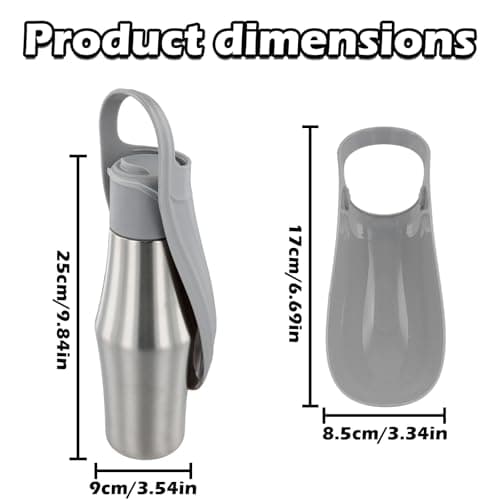 Portable Dog Water Bottle, Dog Travel Water Bottle 750ml, Suitable for Pet Outdoor Walking, Hiking, Grey — view 2