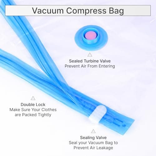 DOMIRA Vacuum Storage Bags – Space Saver Bags For Clothes, Duvets, Travel – Airtight Compression Seal – Reusable, Heavy Duty Vacuum Bags (Small, 3PK) — view 4