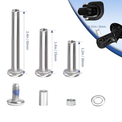 Luggage Wheels Replacement Kit 4PC Diameter 2in/50mm Thick 0.7in/18mm PU Wheels with Ball Bearing 3 Size Axles Full Set Repair Tool for Suitcase Trolley Bag Draw-bar Travel Box — view 3