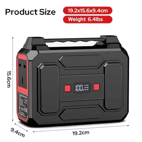 Powkey 100W Portable Power Station 97.68Wh/ 27000mAh,Outdoors,Red — view 6