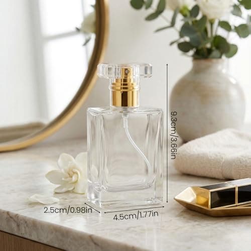 SUNNYNEST 8 Pack 50ml Refillable Perfume Spray Bottles, Clear Glass Atomiser Bottles with Gold Fine Mist Pump, Portable Empty Travel Perfume Bottles for Essential Oils, Cologne, Aftershave — view 5
