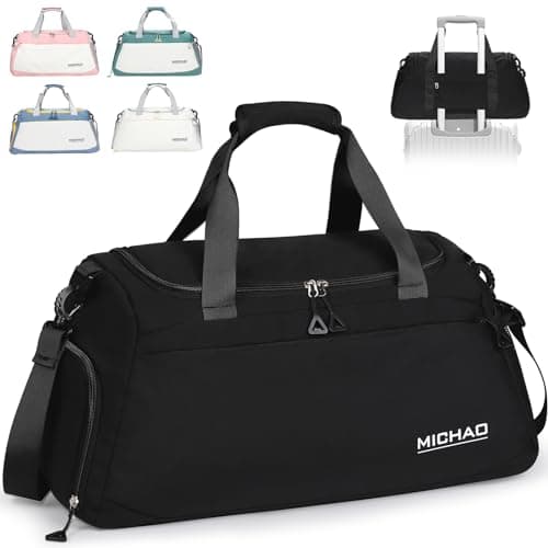 Large Gym Bag Duffle Bag with Shoes Compartment for Women Men, Black