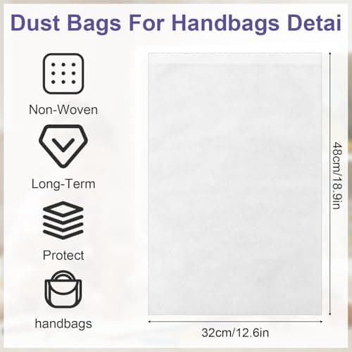 Ouligay 10 PCS Dust Bags for Handbags 48x32cm Drawstring Purse Dust Bags Travel Bag Organizer for Handbag Storage, Shoe Travel Package Non-Woven Dust Cover for Purses Handbags Shoes Boots Purse — view 2