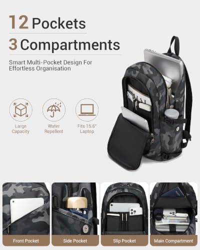 Kono Laptop Backpack School Bag Anti Theft Rucksack for Men Dark Blue — view 2