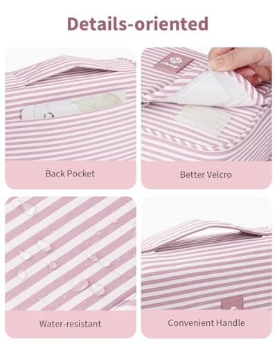 Narwey Hanging Toiletry Bag, Toiletry Bags for Women, Travel Toiletry Wash Bag Women, Toiletries Bag Washbag Makeup Bag Cosmetic Make up Organizer for Essentials (Dusty Pink Stripe) — view 6