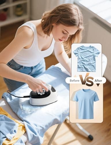 Sundu Mini Travel Iron with Steam,1000W Portable Steamer Samll Iron for Quilting & Sewing,300 Microsteam Holes,90ml water tank,lockable safety base,Digital Temperature Control-Black — view 6