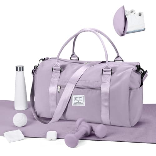 WEPLAN Gym Bag Womens Men Sports Fitness Bags Weekend Overnight Bag Travel Duffle Bags for Women with Shoes Compartment Wet Pocket,Holdall Hospital for Swimming Carry on Hand Luggag,A11-Purple