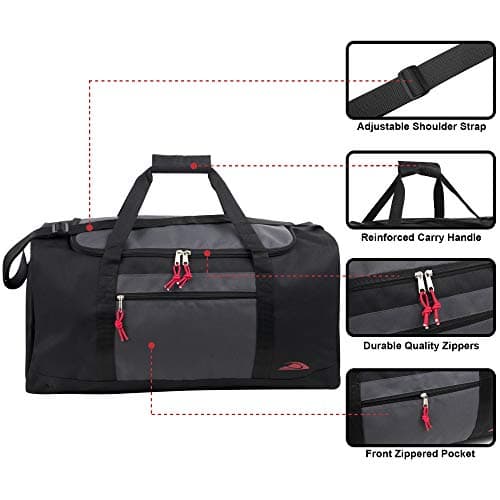 55 Litre Canvas Duffle Bags for Men & Women for Traveling, the Gym, and as Sports Equipment Bag/Organizer (Grey) — view 2