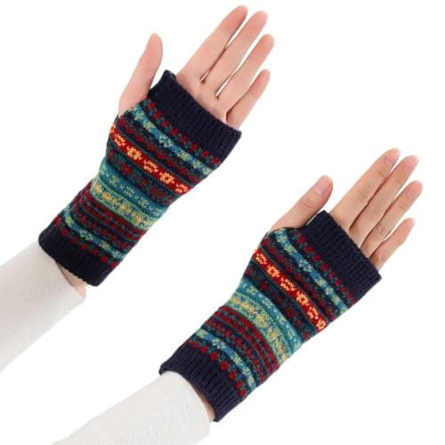 Qusinfc Typing Gloves for Cool Weather Travel, Navy Blue