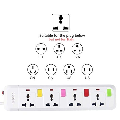 MS ASDF26 UK to USA Travel Extension Lead 4 Way Power Strip Universal Socket Plug With 1.8M Power Cord-White — view 4