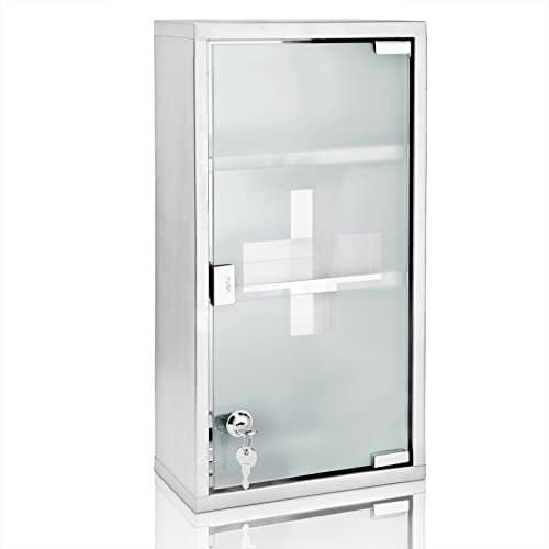 Deuba® Lockable Medicine Cabinet Wall Mounted First Aid Kit Storage