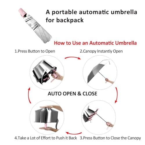 BAODINI Small UV Protection Travel Umbrella Compact for Rain and Sun UPF 50+ Windproof Portable 42 inch Umbrella for Women and Men — view 5