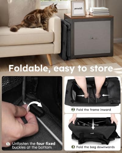 pecute Cat Carrier XL, Stable Dog Carrier with Safety Belt, Dark Grey — view 6