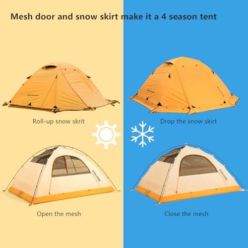 BISINNA 4 Season Tent for Backpacking Winter Tents 2 Person Lightweight Cold Weather Tents Waterproof Double Layer All Season Tent Aluminum Alloy Poles Easy Set Up for Camping, Hiking, Outdoor — view 3