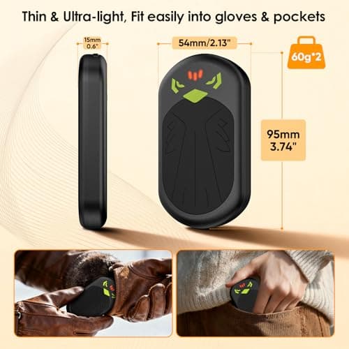 Hand Warmers 2-Pack, 2 * 3200mAh Rechargeable Hand Warmers, 3 Heat Settings, Up to 13Hrs, Ultra Thin Portable for Pocket Gloves Outdoor Sports, Winter Essentials for Men,Women. (Black-Yellow) — view 4