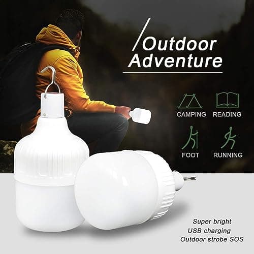 2 Pack 30W Rechargeable LED Camping Tent Bulb Lantern Emergency Light — view 2