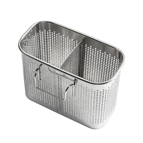 Stainless Steel Dish Drainer, Large Capacity Rust-Resistant Kitchen Sink Organizer with Two Dividers, Portable Design for Kitchen Utensil Storage, Practical for Utensil Racks, Cutlery, and Drying Rack