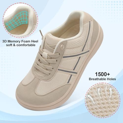 JOINFREE Women's Slip On Walking Shoes Wide Fit Casual Trainers Beige — view 4