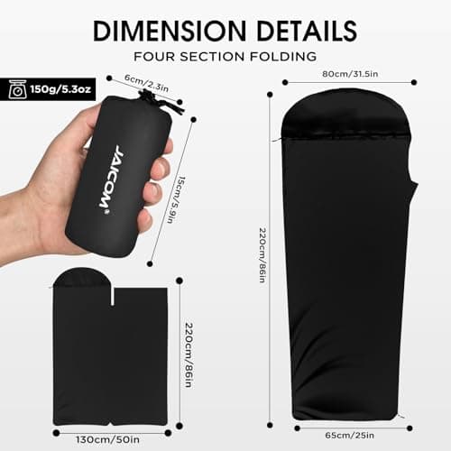 JAICOM Sleeping Bag Liner - Ultralight & Soft Travel Sheet for Adults, 150g — view 2