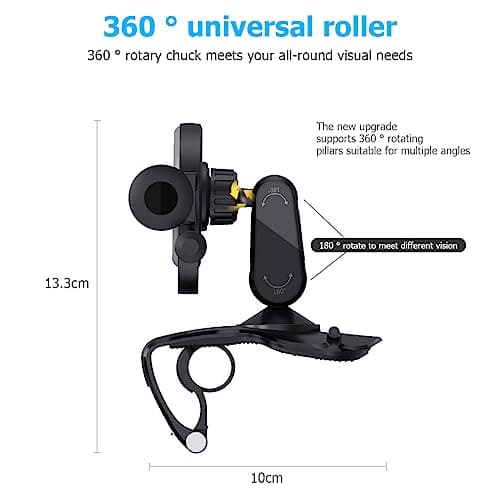 CGEAMDY Car Phone Holder Mount, Phone Mount for Car Dashboard, Cell Phone Stand with Parking Number Plate, 360 Degree Rotation One Hand Operation, Compatible with All 7.6 to 17.7 CM Smartphones — view 3