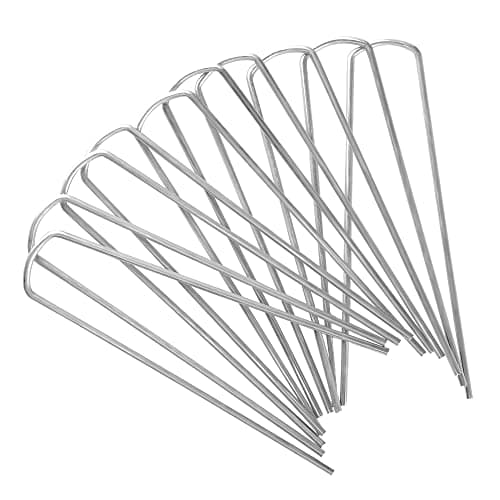 Besto Garden Pegs Heavy Duty Tent Pegs Metal Ground Pegs Galvanised Steel Peg for Camping, Securing Weed Control Fabric, Ground Sheets Membrane, Netting, Fleece and Astro Turf | Pack of 10