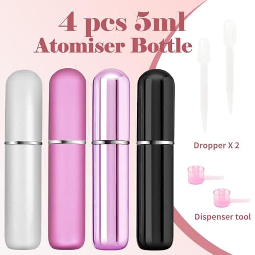 OBSGUMU 4pcs Mini Perfume Travel Bottle, Perfume Atomiser Refillable, 5ML Spray Bottles, Portable for Travel Holiday Women Man — view 5