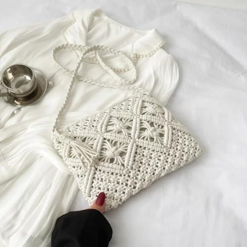 J U H U T O N G Women's Cross-Body Bags,White Crossbody Bags for Women,Summer Beach Messenger Purse with Zipper, Multi-Purpose Phone/Wallet Clutch for Travel & Holiday — view 3
