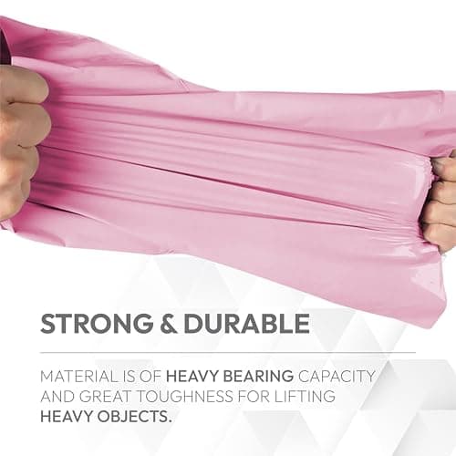 delka Mailing Bags, 60 Mixed Size Pink Poly Mailer Bags, Tear-Resistant Shipping Envelopes for Clothing, Documents, Strong Self-Seal Adhesive, Waterproof & Lightweight Pink — view 6