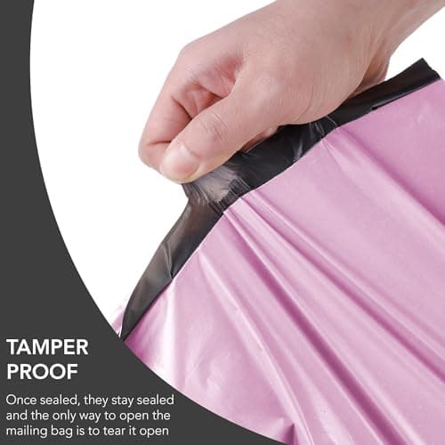 125 Assorted Mixed Pink Mailing Poly Postal Self Seal Bags 5 Sizes 25 from Each iSOUL Extra Small to Large Postage Packaging Assorted Mailers Posting Shipping Post Parcels Package Bags — view 2