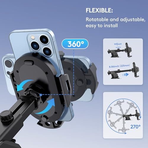 LOLBIU Universal Car Phone Holder Adjustable for Car Windshield, Black — view 6