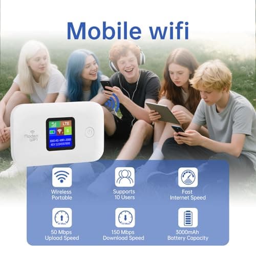 Portable 4G/5G LTE WiFi Router,Portable Wifi Travel Router with SIM Card Slot,Pocket 4G Internet Hotspot Up To 10 Users for Travel Phone Computer Laptop — view 2