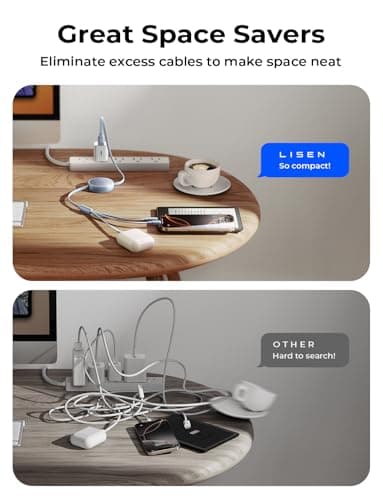 LISEN Multi Charger Cable, Retractable USB C to USB Charging Cable 3 in 1 Charger Lighting/Micro USB Cable, Travel Chargers for Multiple Devices for iPhone 17 16 15 14 Pro/Galaxy S25/Switch2, Cerulean — view 6